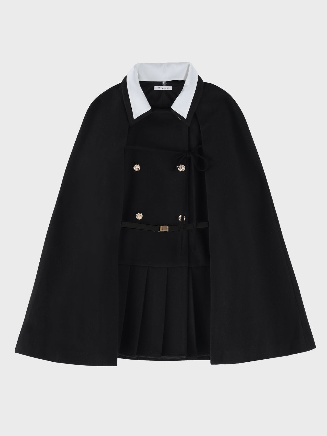 Classical ribbon belted cape coat(eme11105)