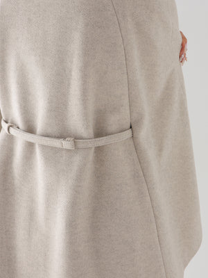 Classical ribbon belted cape coat(eme11105)