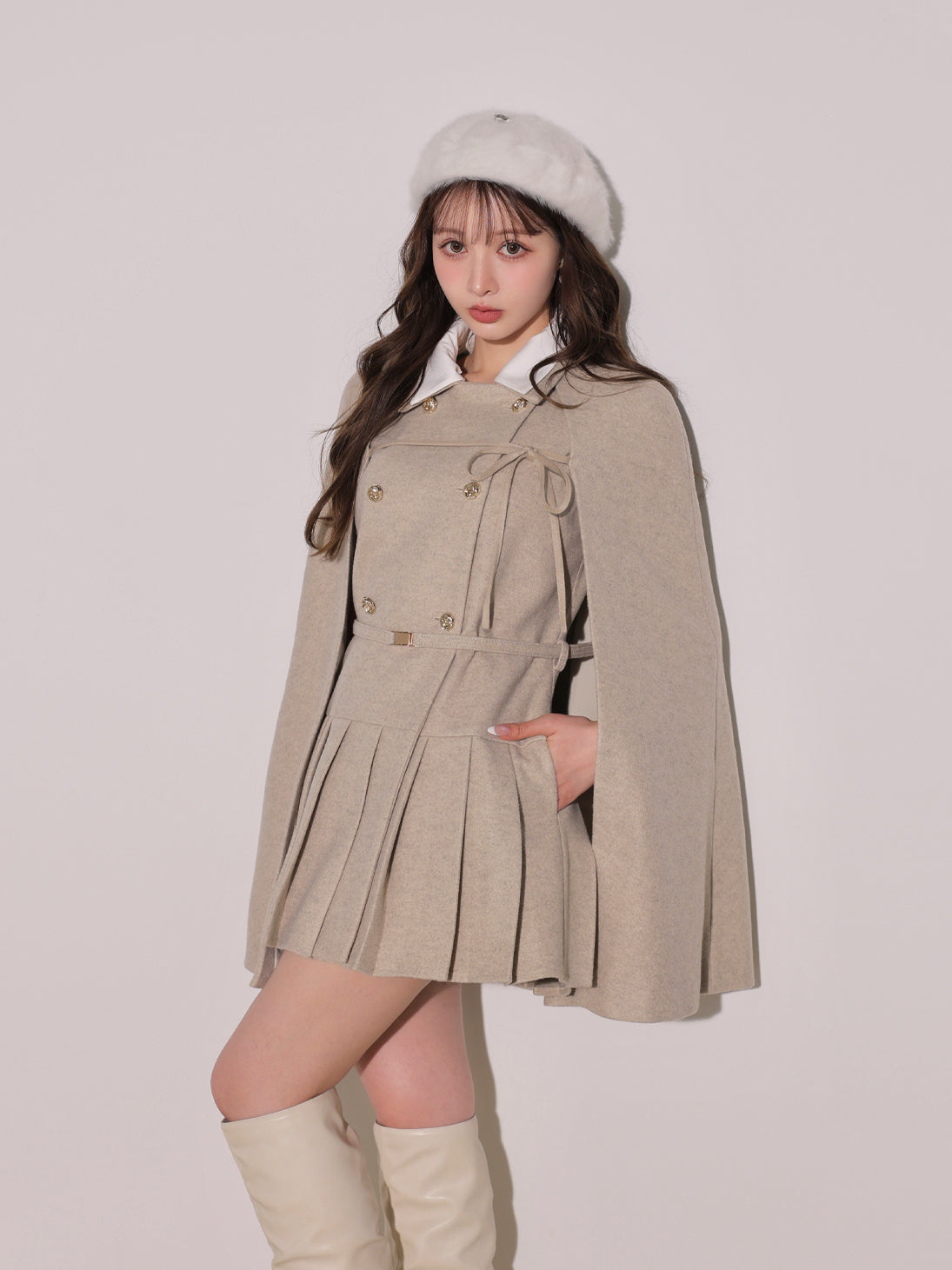 model：160cm　(size：F　color：Beige)