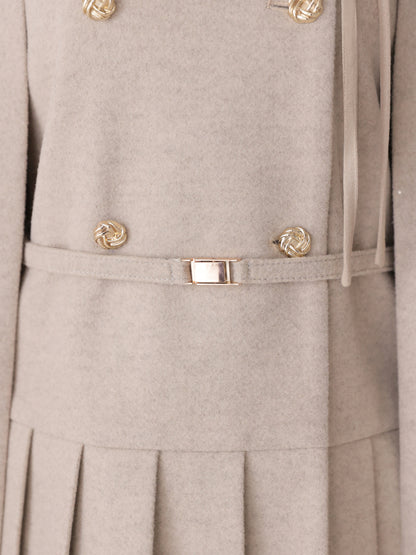 Classical ribbon belted cape coat(eme11105)