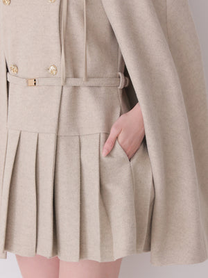 Classical ribbon belted cape coat(eme11105)