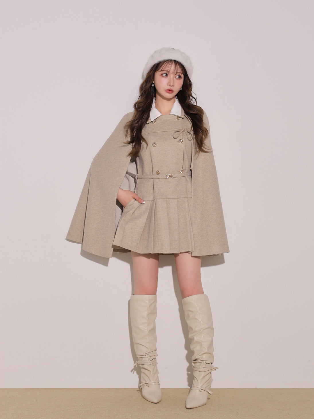 model：160cm　(size：F　color：Beige)