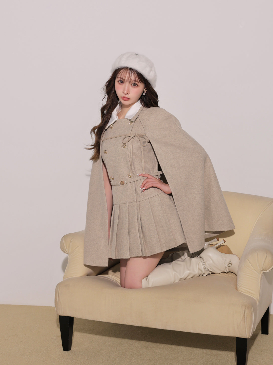 model：160cm　(size：F　color：Beige)