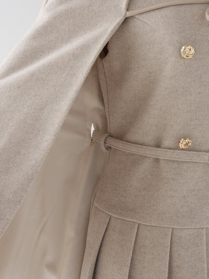 Classical ribbon belted cape coat(eme11105)
