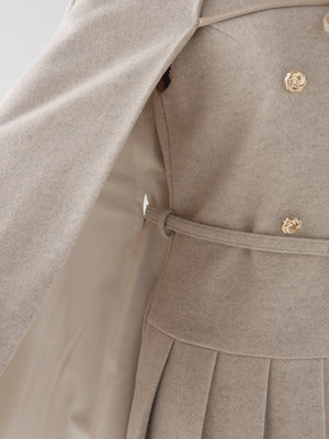 Classical ribbon belted cape coat(eme11105)