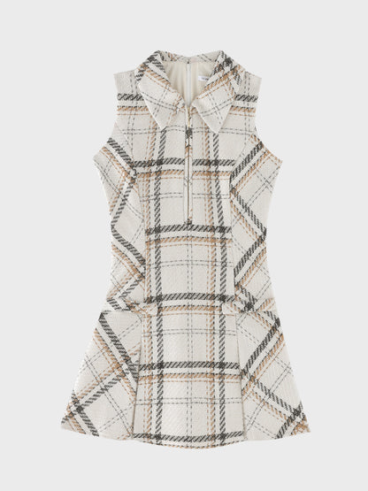 Tweed check fit line mini onepiece(eme11106)