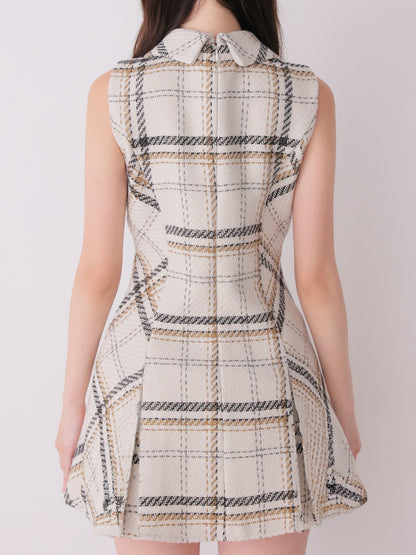 Tweed check fit line mini onepiece(eme11106)