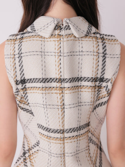 Tweed check fit line mini onepiece(eme11106)