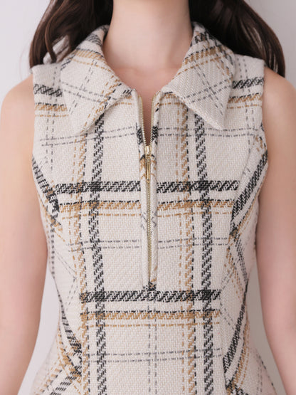 Tweed check fit line mini onepiece(eme11106)