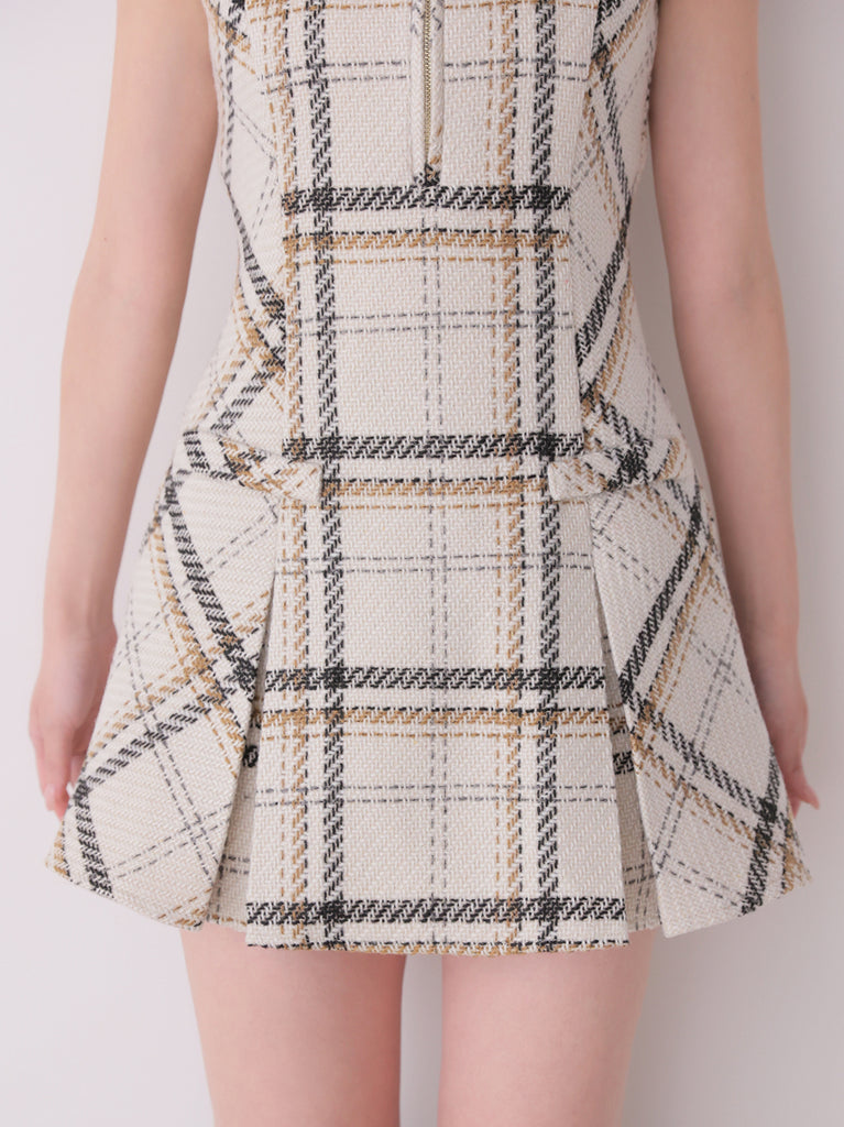 Tweed check fit line mini onepiece(eme11106)