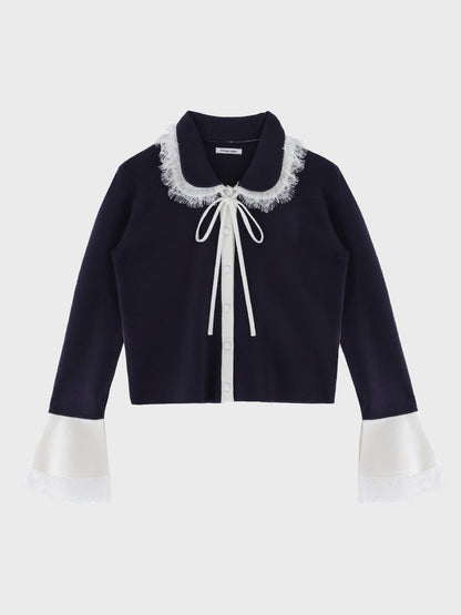 Noble boxy lace collar tops(eme11110)