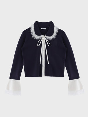 Noble boxy lace collar tops(eme11110)
