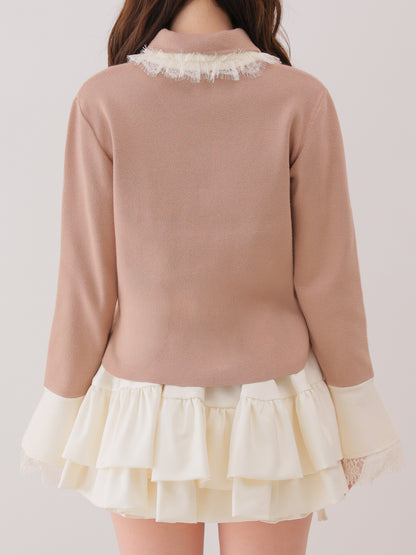 Noble boxy lace collar tops(eme11110)
