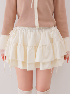 【Pre Order】Double frill matte satin skirt(eme11172)