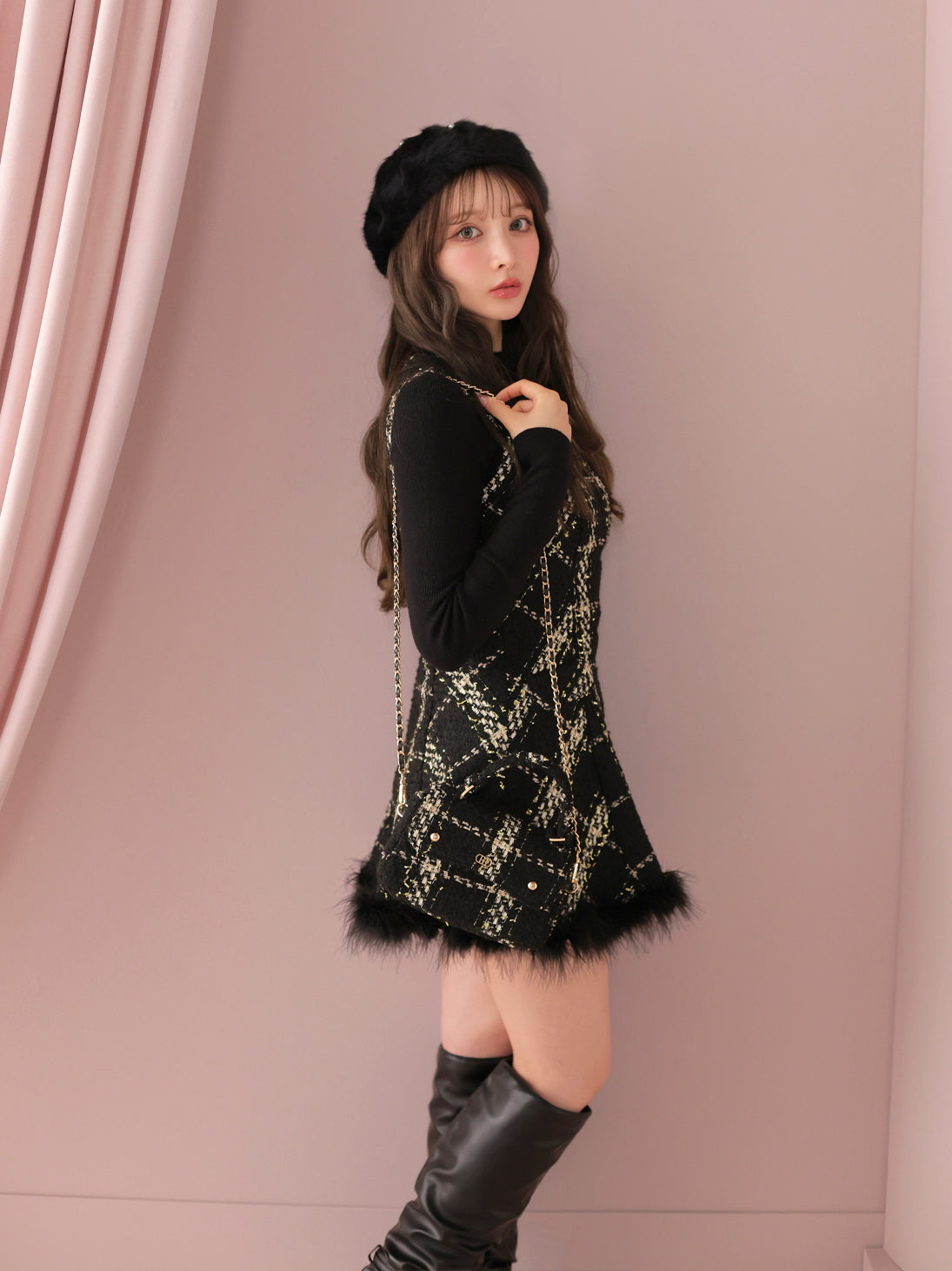 model：160cm　(size：F　color：Black)