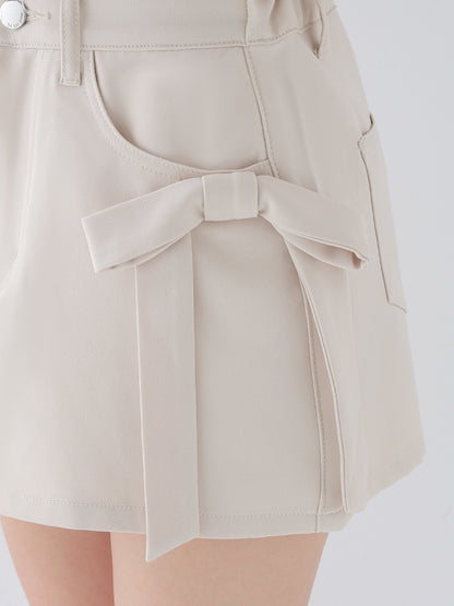 【Pre Order】Side ribbon twill skort(eme11113)
