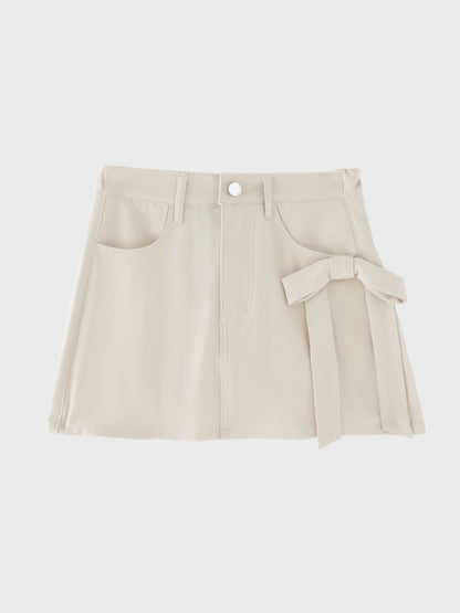 【Pre Order】Side ribbon twill skort(eme11113)