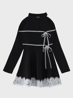 Bicolor ribbon lace bolero mini onepiece(eme11114)