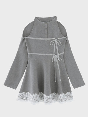 Bicolor ribbon lace bolero mini onepiece(eme11114)