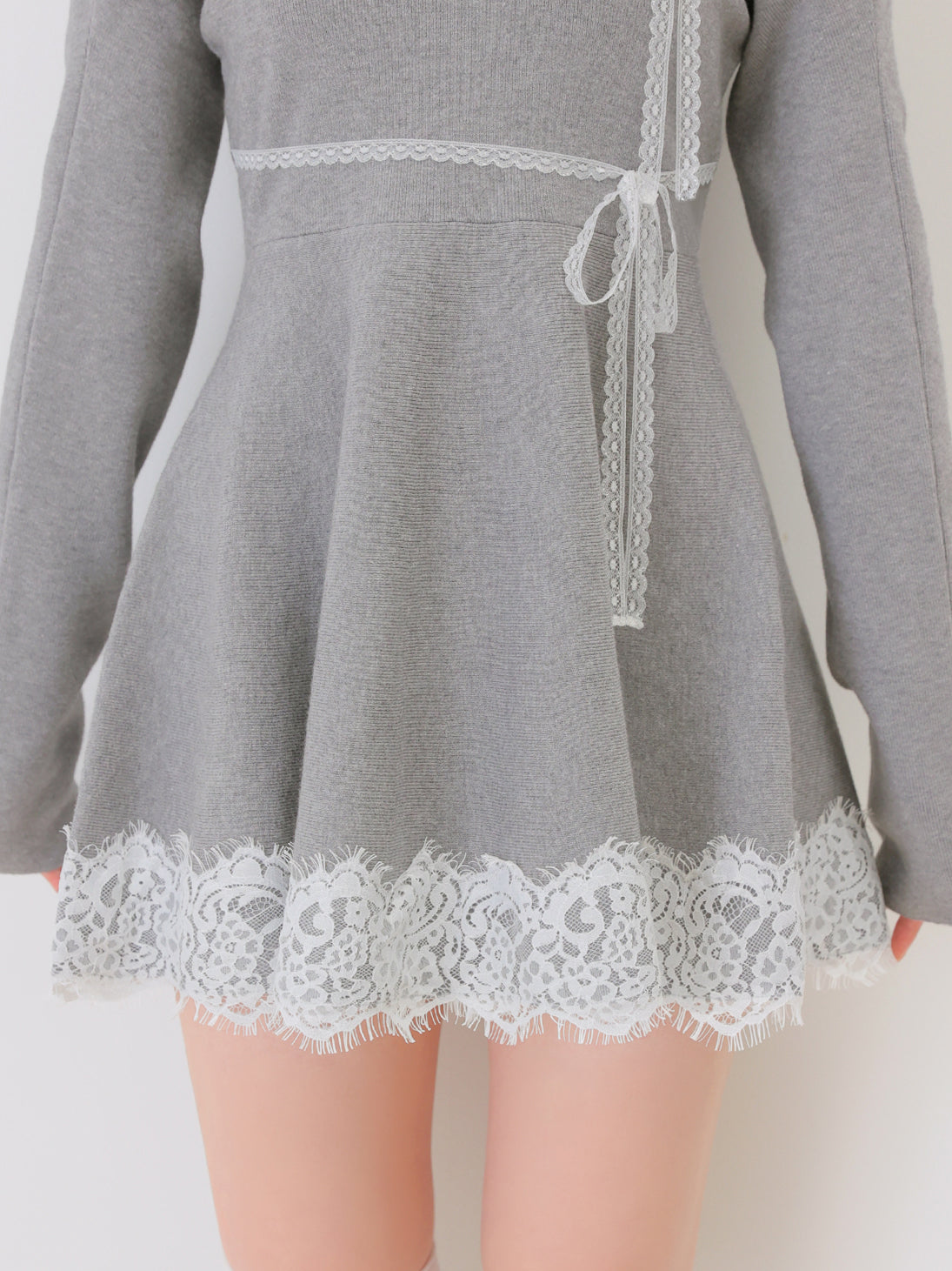 Bicolor ribbon lace bolero mini onepiece(eme11114)