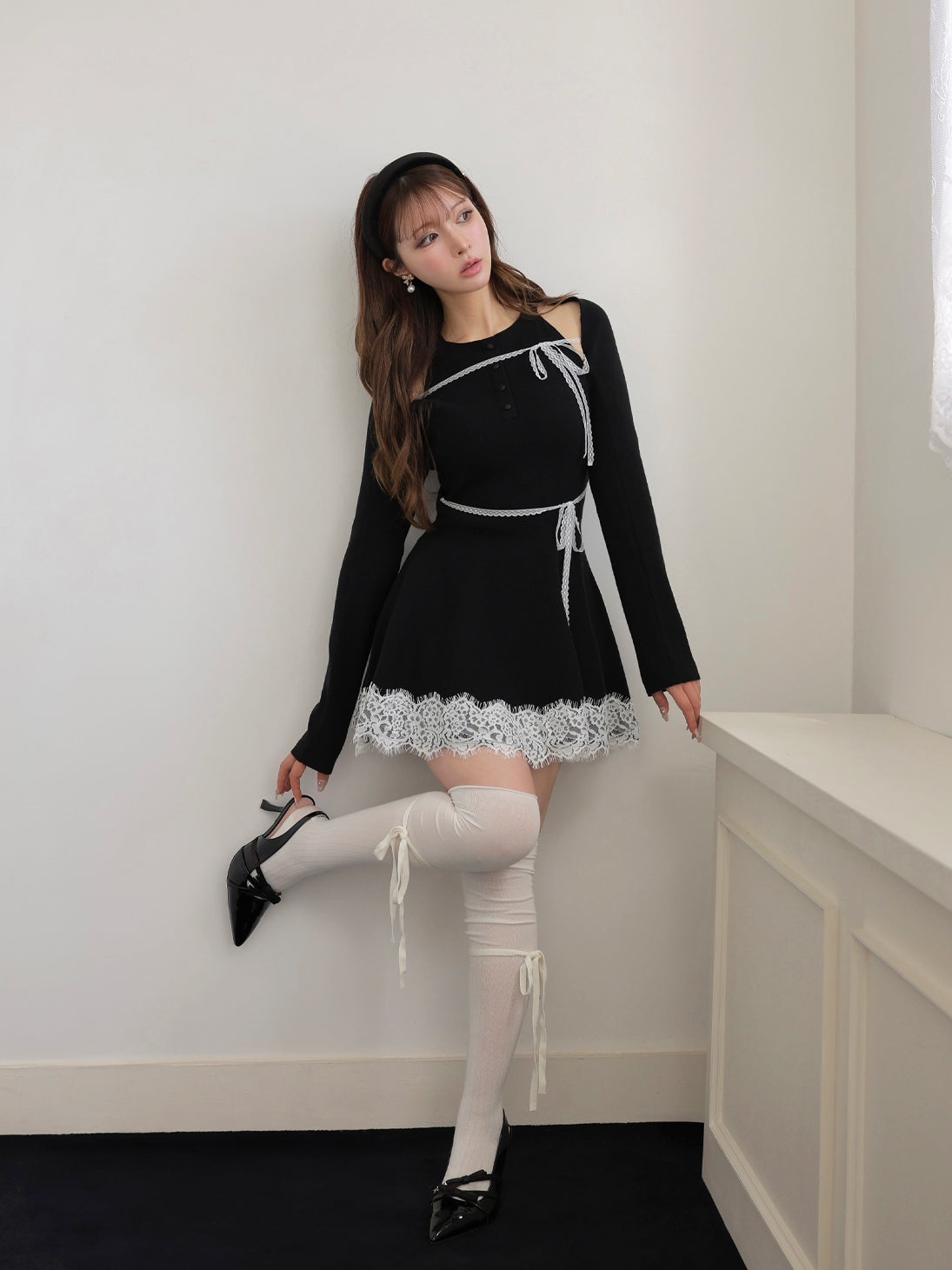 model：160cm　(size：F　color：Black)