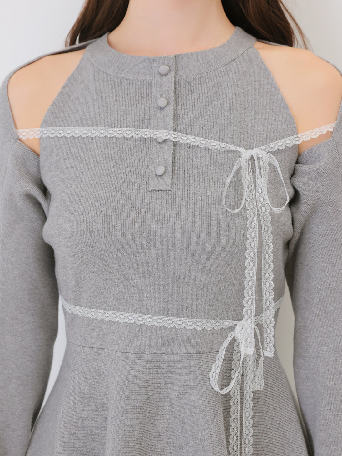 Bicolor ribbon lace bolero mini onepiece(eme11114)