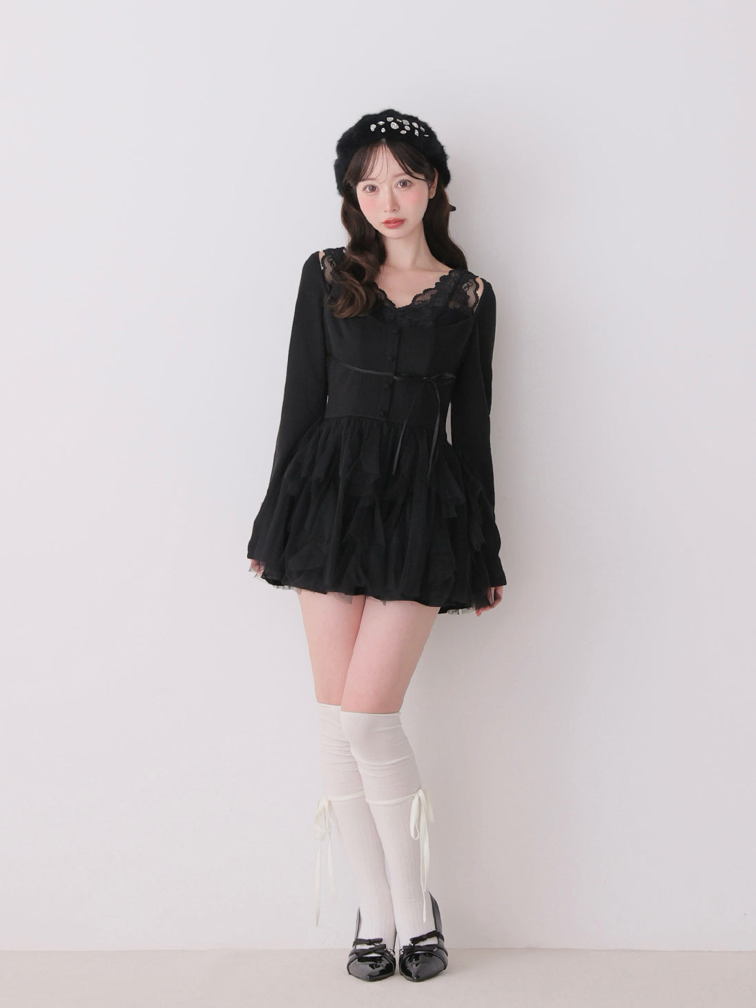 model：162cm　(size：F　color：Black)