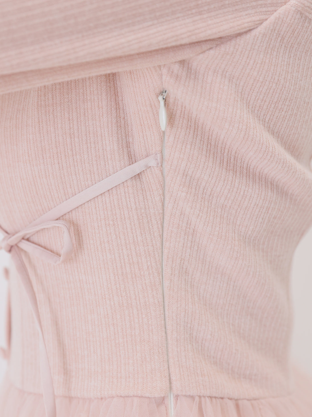 Lace rib tulle docking mini onepiece(eme11116)