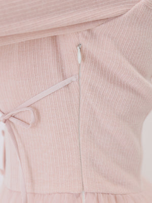 Lace rib tulle docking mini onepiece(eme11116)