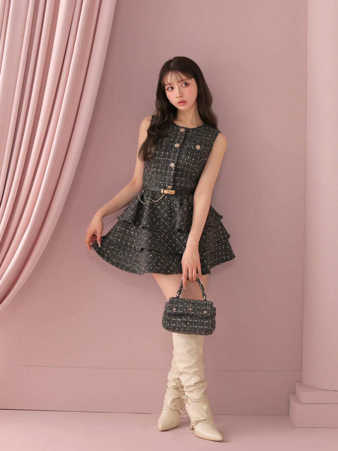model：160cm　(size：F　color：Gray)