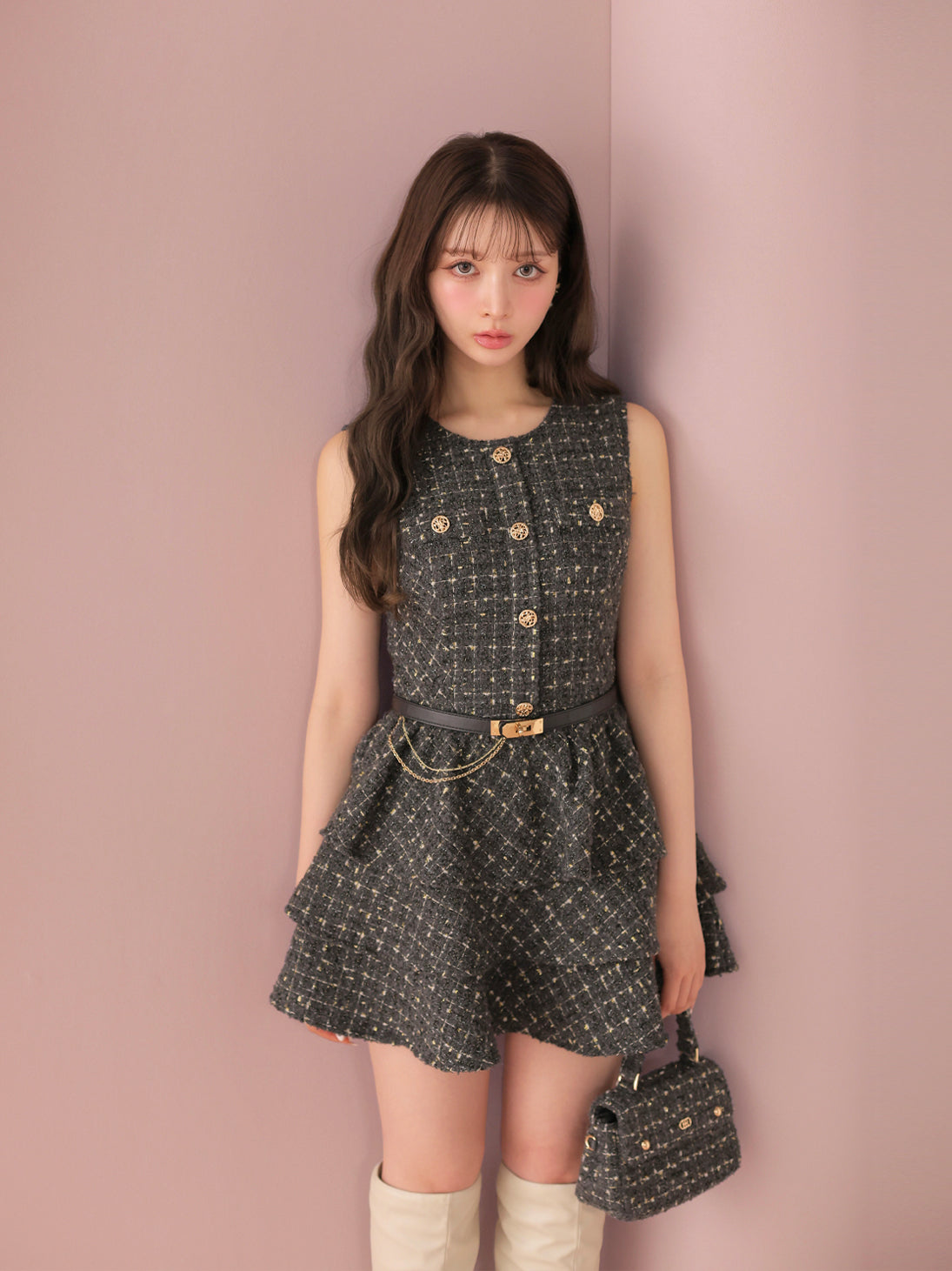 model：160cm　(size：F　color：Gray)