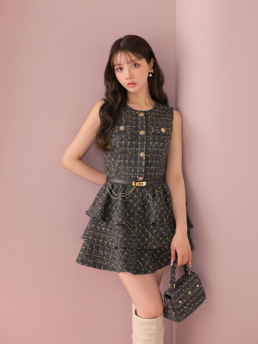 model：160cm　(size：F　color：Gray)