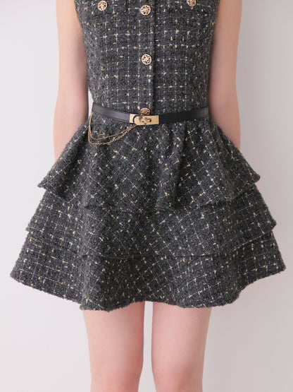【Pre Order】Grace tiered tweed mini onepiece(eme11118)