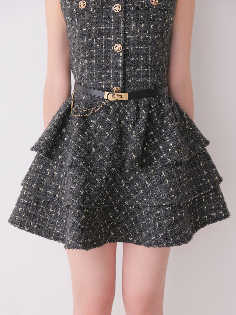 【Pre Order】Grace tiered tweed mini onepiece(eme11118)