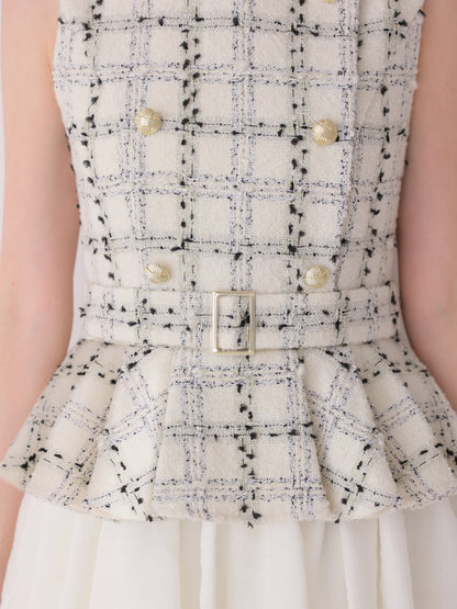 【Pre Order】Maison tweed docking tiered long onepiece(eme11119)