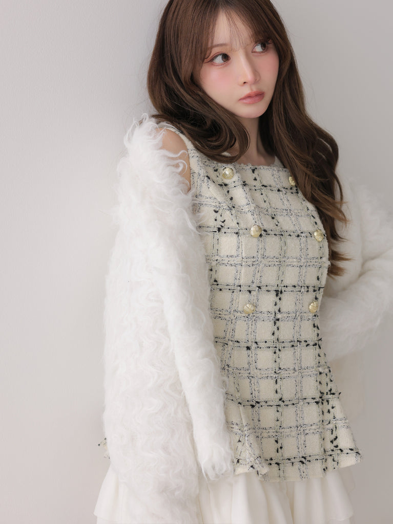 model：160cm　(size：F　color：White check)