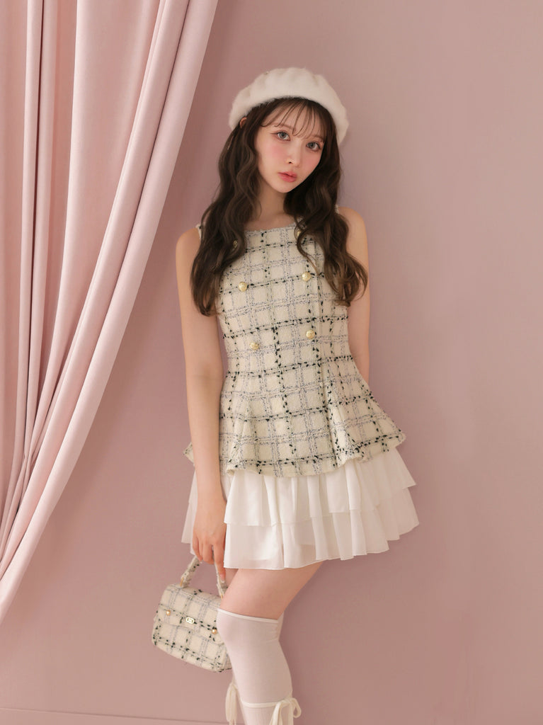 model：160cm　(size：F　color：White check)