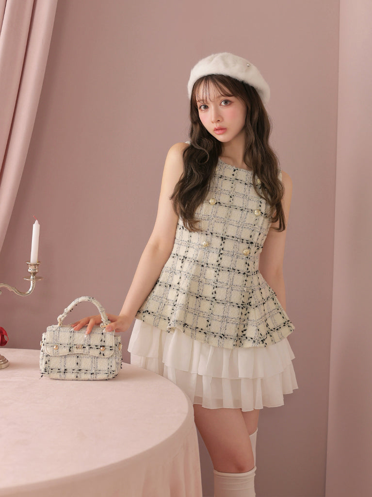 model：160cm　(size：F　color：White check)