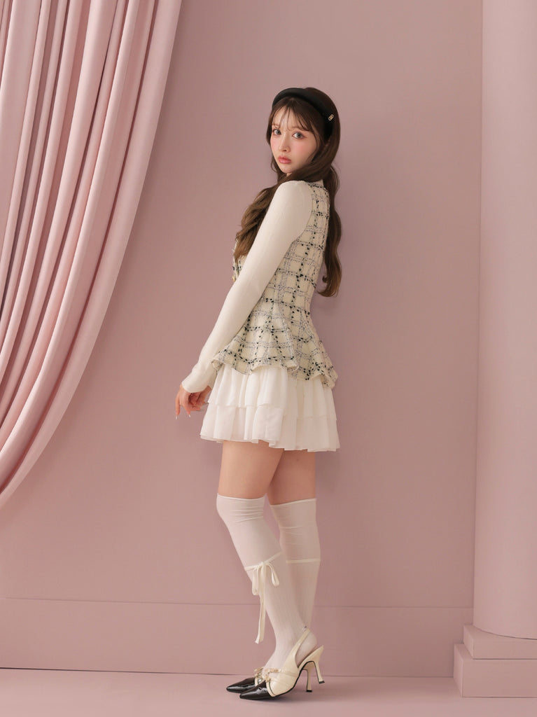 model：160cm　(size：F　color：White check)