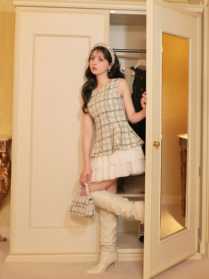 model：160cm　(size：F　color：White check)