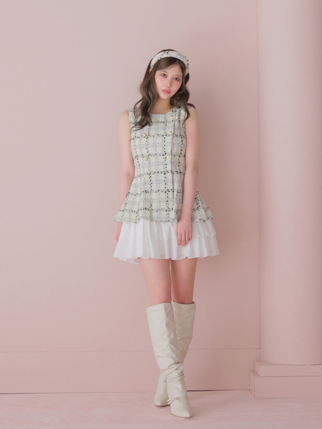 model：164cm　(size：F(丈長め)　color：White check)