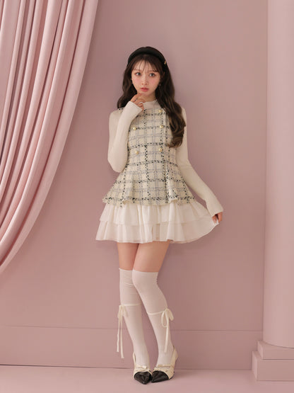 model：160cm　(size：F　color：White check)