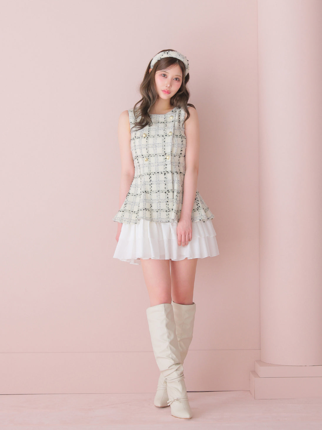 model：164cm　(size：F(丈長め)　color：White check)