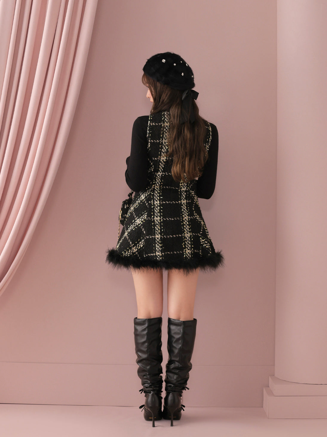 model：160cm　(size：F　color：Black)