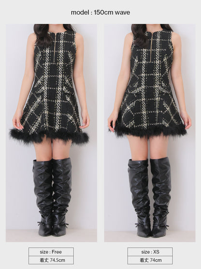 Renard tweed feather mini onepiece(eme11121)