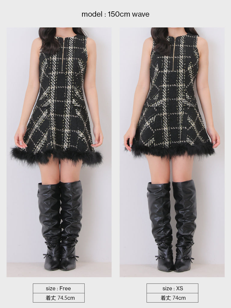 Renard tweed feather mini onepiece(eme11121)