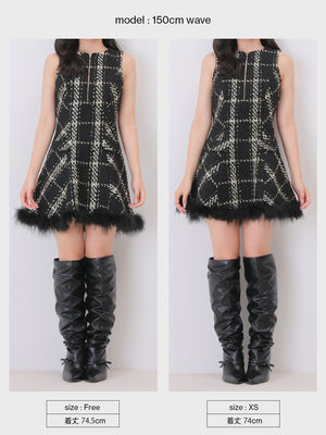 Renard tweed feather mini onepiece(eme11121)