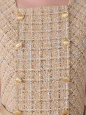 Lace hem tweed ribbon mini onepiece(eme11122)