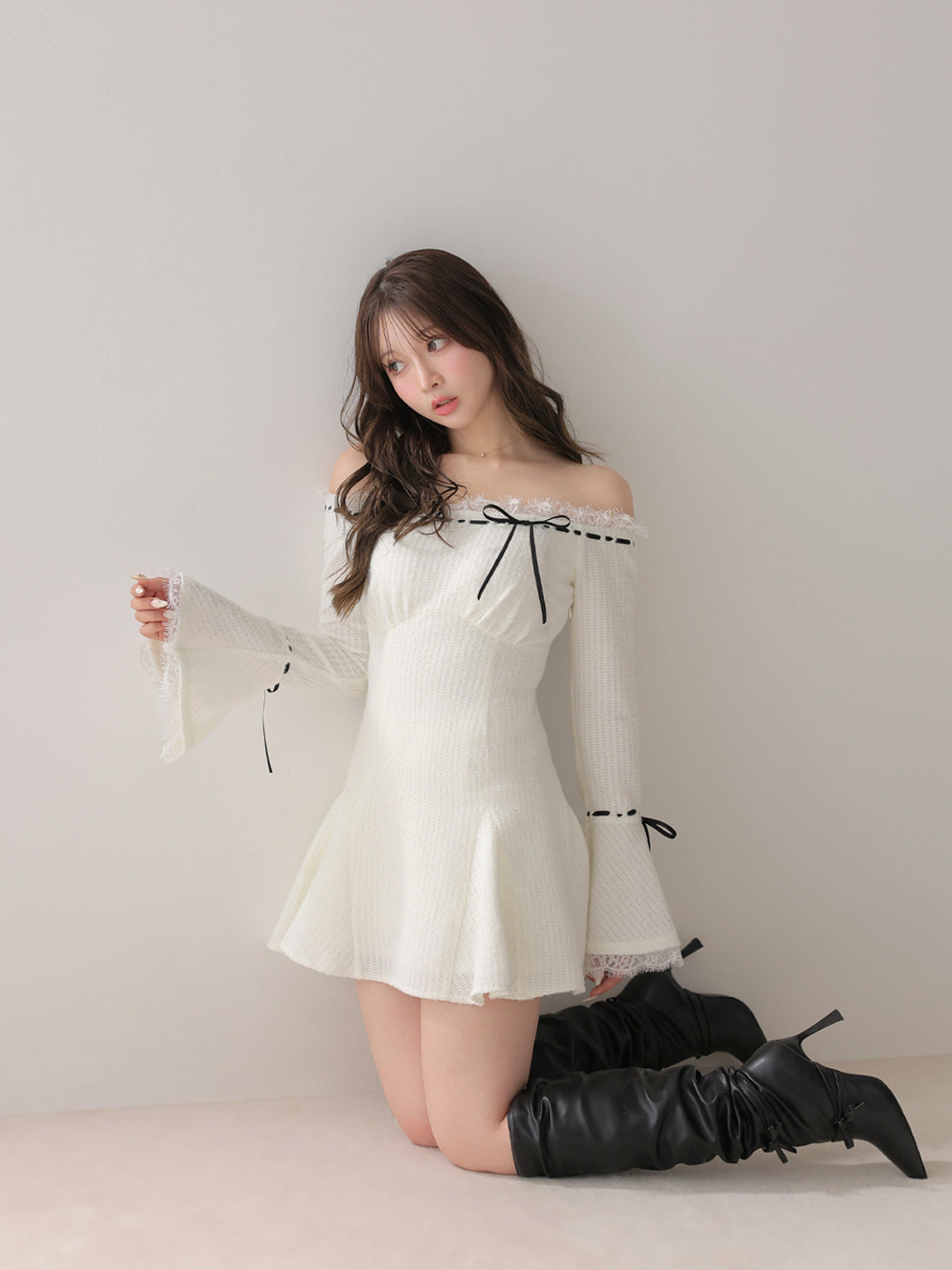 model：160cm　(size：F　color：White)