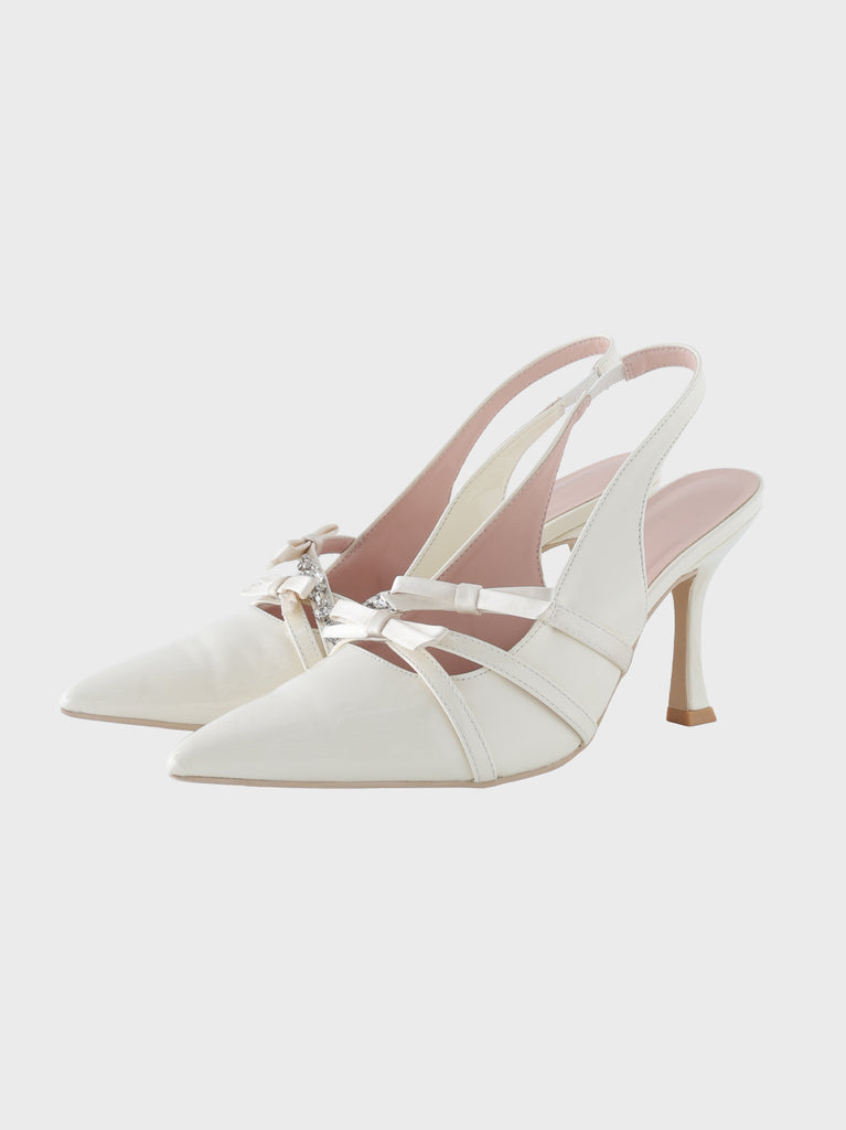 Double strap ribbon pointed mules(eme11124)